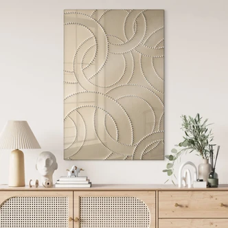 Tableau en verre Anneaux abstraits beige - Grande 