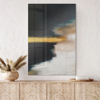 Tableau sur verre Coup de pinceau or et noir - Haniff 