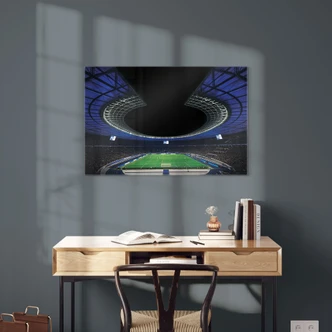 Glasbild Hertha BSC - Volles Olympiastadion bei Nacht 