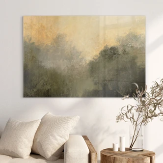 Tableau en verre Lumière cachée dans la brume matinale - Hobday 