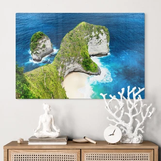 Glasbild Felsenküste von Nusa Penida | Strand bei Bali - Hugonnard 