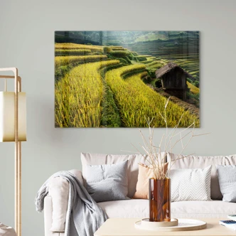 Tableau sur verre Intarob - rizières au Vietnam 