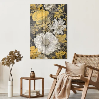 Blumen Glasbild - Blütenpracht in Ocker - Jaszke 