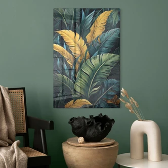 Tableau sur verre Feuilles de palmier colorées - Jaszke 