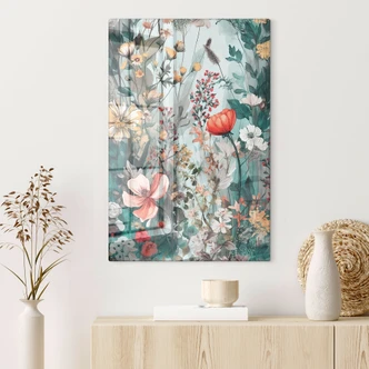 Glass Print Spring meadow with flowers - Jaszke 