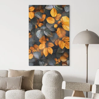 Glass Wall Art Glowing Leaves in Autumn - Jaszke 