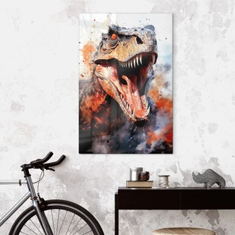 Tableau en verre T-Rex : le visage sauvage de la préhistoire - Jaszke Tableau en verre T-Rex : le visage sauvage de la préhistoire - Jaszke