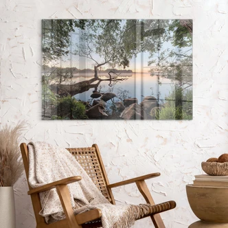 Glasbild Blick auf den See - Naturlandschaft - Keller 