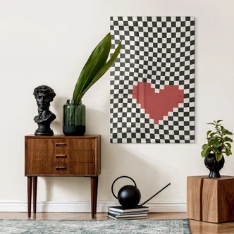 Tableau sur verre Illusion d'optique : cœur en style pixels - Kerr-Dineen 