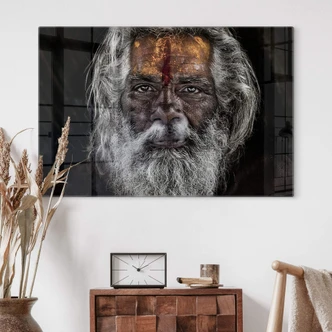 Tableau sur verre Kuesta - Spiritualité d'un sâdhu en Inde 