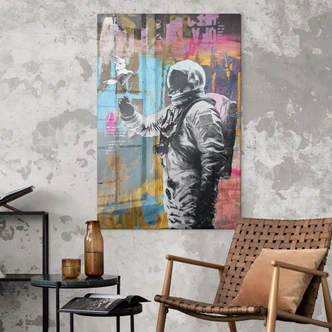 Tableau en verre Astronaute avec colombe - Kuryliuk 