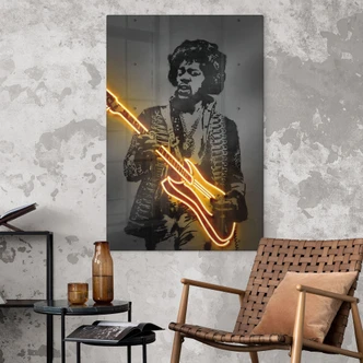 Glasschilderijen Jimi Hendrix - Mielu Glasschilderijen Jimi Hendrix - Mielu