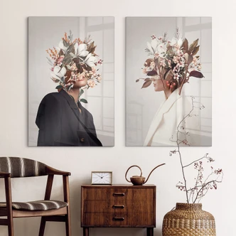 Tableau sur verre Fleurs féminines - Moth Tableau sur verre Fleurs féminines - Moth