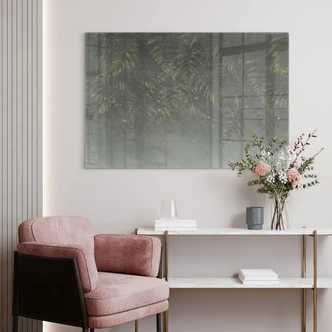 Glasbild Farn im Nebelwald in Grün - Ms Tiff 