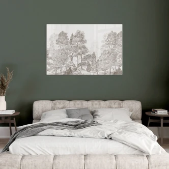 Glasbild Wald mit Waldlandschaft in Beige - Ms Tiff 