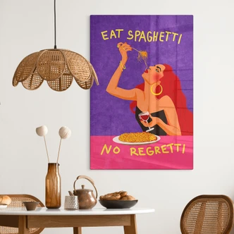 Glasbild Spaghetti und Wein - Oltmanns 