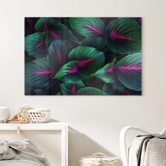 Tableau sur verre Plantes de la jungle aux couleurs vives - Paksoylu 