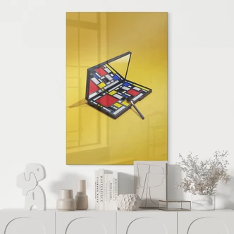 Glasbild Make-Up Palette im Stil von Piet Mondrian - Pozdniakov 
