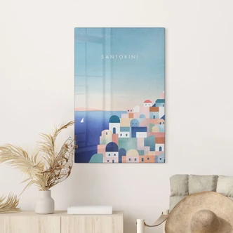 Tableau sur verre Maisons de Santorin - Rivers 