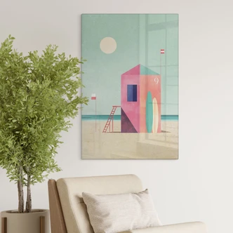 Tableau sur verre Cabine de sauvetage sur la plage - Rivers 