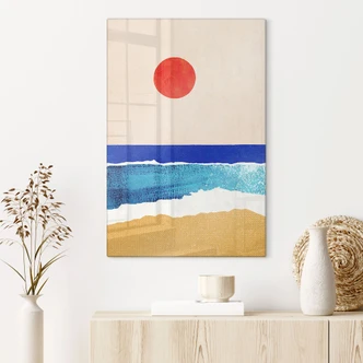Tableau en verre Plage calme au coucher du soleil - Rivers 