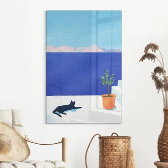 Tableau en verre Sieste avec chat au bord de la mer - Rivers 