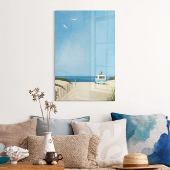 Tableau sur verre Life in a Van - Vacances à la mer - Rivers 