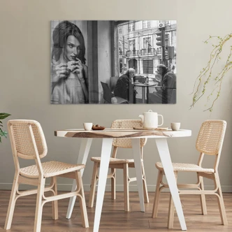 Tableau sur verre Sarmento - Un tête-à-tête au café 
