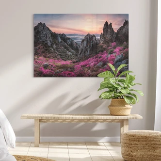 Tableau sur verre Seo - Paysage rocheux au coucher du soleil Tableau sur verre Seo - Paysage rocheux au coucher du soleil