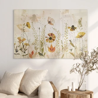 Tableau verre Fleurs sauvages des prés au soleil - Talen 