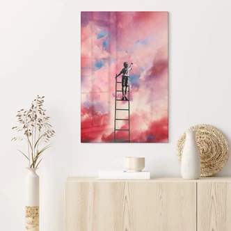 Glasbild Wolkenmaler - Surreale Kunst - Taudalpoi 