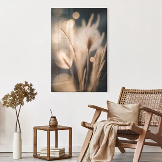 Tableau en verre Herbes Boho dans la lumière dorée - Treechild 