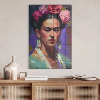 Tableau sur verre Treechild - Portrait of Frida Kahlo 