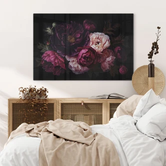 Glasschilderij Boeket bloemen met pioenen - UN Designs 