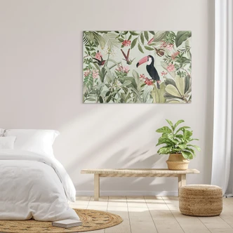 Tableau sur verre Toucan dans une jungle paradisiaque - UN Designs 