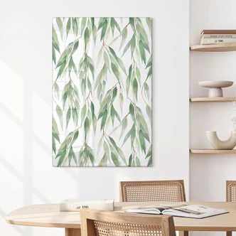 Tableau sur verre Branches avec des feuilles vertes - UN Designs 