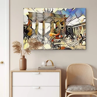 Glasbild Zamart - Kandinsky trifft Berlin Brandenburger Tor 