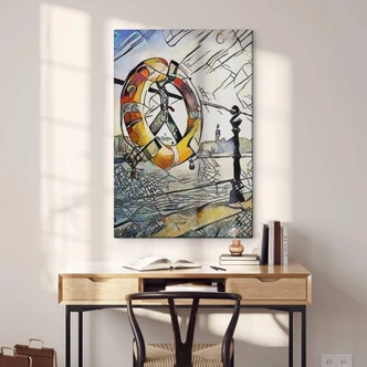 Tableau sur verre Zamart - Kandinsky rencontre Hambourg sur le port 