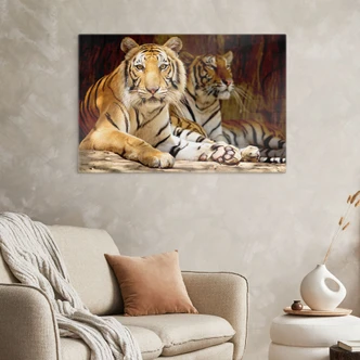 Tableau en verre - Deux tigres du Bengale 