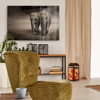 Tableau en verre - Eléphants 