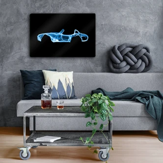 Glasschilderij Mielu - Blue Car 