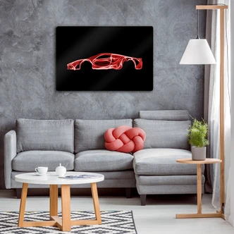 Glasschilderij Mielu - Red Car 