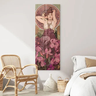 Tableau en verre Mucha - Pierres précieuses : Améthyste - Panorama 