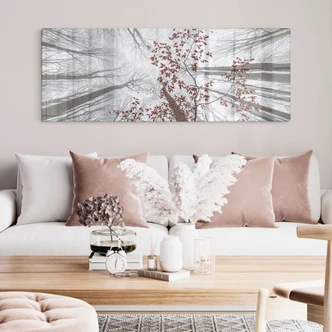 Tableau sur verre Cimes d'arbres aux feuilles rouges - Coman 