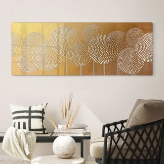 Glasbild Blumen aus weißen Perlen - Grande - Panorama 