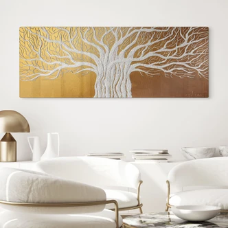 Glasbild Weißer Lebensbaum abstrakt - Grande - Panorama 