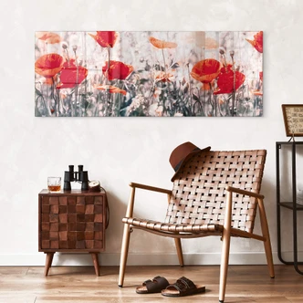 Tableau sur verre Coquelicot d'été rouge 