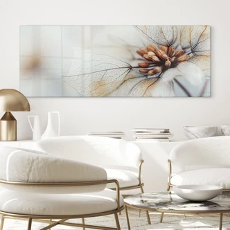 Glasschilderijen Bloesemstructuur van een gedroogde bloem - Treechild - Panorama 