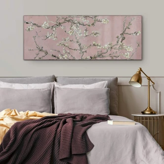 Glasschilderij van Gogh Kersenbloesem roze - panorama 