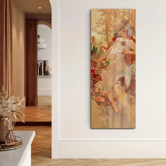 Glasschilderij Mucha - Jaargetijde Herfst 